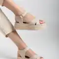 Sibna Bej Cilt Kemerli Sandalet