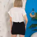 Sıfır kollu bağlamalı crop gömlek beyaz s255359
