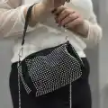 Taşlı siyah cilt çanta