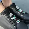 Tenya Siyah Cilt Taşlı Bağcıklı Spor Ayakkabı