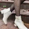 Terci Bej Cilt Topuklu Bot