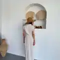 Uzun etekli bluz takım keten krem s255852