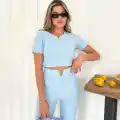 V aksesuarlı ottoman takım mavi s255850