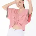 V yaka büzgülü detaylı bluz