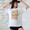 Varak baskılı imza desen tişört