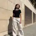 Yaka kol garnili ön parçalı bluz