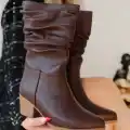 Yior Kahverengi Cilt Topuklu Bot