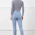 Yüksek bel yırtmaçlı mom jean pantolon
