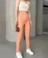 Beli lastikli karamel pantolon