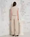 Broşlu yelek pantolon takım bej s255821
