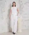 Broşlu yelek pantolon takım beyaz s255821