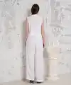 Broşlu yelek pantolon takım beyaz s255821