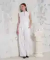 Broşlu yelek pantolon takım beyaz s255821