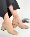 Cande Bej Rugan Topuklu Ayakkabı