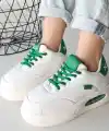 Chris Beyaz Cilt Yeşil Detaylı Bağcıklı Spor Ayakkabı