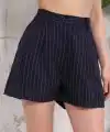 Çizgili düğmeli şort siyah s2551251