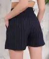 Çizgili düğmeli şort siyah s2551251