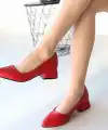 Desniy Kırmızı Cilt Topuklu Ayakkabı