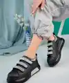 Elika Siyah Cilt Cırt Cırtlı Spor Ayakkabı