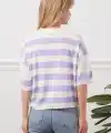 Gömlek yaka çizgili triko tişört