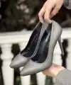 Hillar Platin Saten Stiletto Ayakkabı