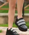 Jarxi Siyah Cilt Cırt Cırtlı Spor Ayakkabı