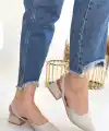 Jenti Bej Cilt Topuklu Ayakkabı