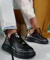 Jista Siyah Cilt Bağcıklı Spor Ayakkabı