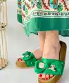 Jude Yeşil Cilt Ayıcıklı Terlik