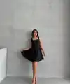 Kadın kare yaka kısa elbise s251188