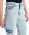 Kargo cep kar yıkama jeans pantolon