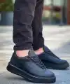 KB-005 Kuback Siyah Cilt Siyah Taban  Bağcıklı  Günlük Erkek  Ayakkabı