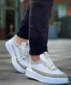 KB-006 Kuback Beyaz Cilt Bej Süet  Yüksek Taban Bağcıklı Günlük Erkek Ayakkabı