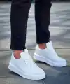 KB-006 Kuback Beyaz Cilt  Yüksek Taban Bağcıklı Günlük Erkek Ayakkabı