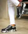 KB-02  Kuback Bağcıklı Crocodile Siyah Siyah Günlük Erkek Ayakkabı