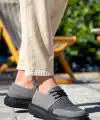 KB-042  Kuback Bağcıklı Gri Siyah Taban Günlük Erkek Ayakkabı
