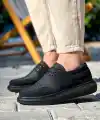 KB-042  Kuback Bağcıklı  Siyah Deri Tozu Siyah Taban Günlük Erkek Ayakkabı