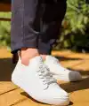 KB-110  Kuback Beyaz Triko Yüksek Taban Bağcıklı Günlük Erkek Ayakkabı