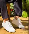 KB-110  Kuback Beyaz Triko Yüksek Taban Bağcıklı Günlük Erkek Ayakkabı