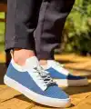 KB-110  Kuback Mavi Triko Yüksek Taban Bağcıklı Günlük Erkek Ayakkabı