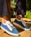 KB-110  Kuback Mavi Triko Yüksek Taban Bağcıklı Günlük Erkek Ayakkabı