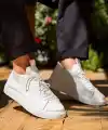 KB-112   Kuback Beyaz Triko Bağcıklı  Günlük Erkek  Ayakkabı