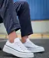 KB-CX-3 Kuback Kısa Beyaz Keten Beyaz Yüksek Taban Spor Ayakkabı