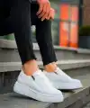 KB-X155 Kuback Beyaz Cilt Detaylı Beyaz Yüksek Taban Günlük Spor Ayakkabı