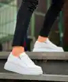 KB-X155 Kuback Beyaz Cilt Detaylı Beyaz Yüksek Taban Günlük Spor Ayakkabı