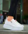KB-X155 Kuback Beyaz Cilt Detaylı Beyaz Yüksek Taban Günlük Spor Ayakkabı