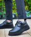 KB-X3  Kuback Siyah Cilt Siyah Taban Bağcıklı  Günlük Erkek  Ayakkabı