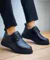 KB-X3  Kuback Siyah Cilt Siyah Taban Bağcıklı  Günlük Erkek  Ayakkabı