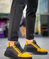 KB-X46 Kuback Siyah Sarı Yüksek Siyah Taban Günlük Spor Ayakkabı