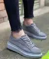 KB-X500  Kuback Gri Süet Yüksek Taban Bağcıklı Günlük Erkek Ayakkabı